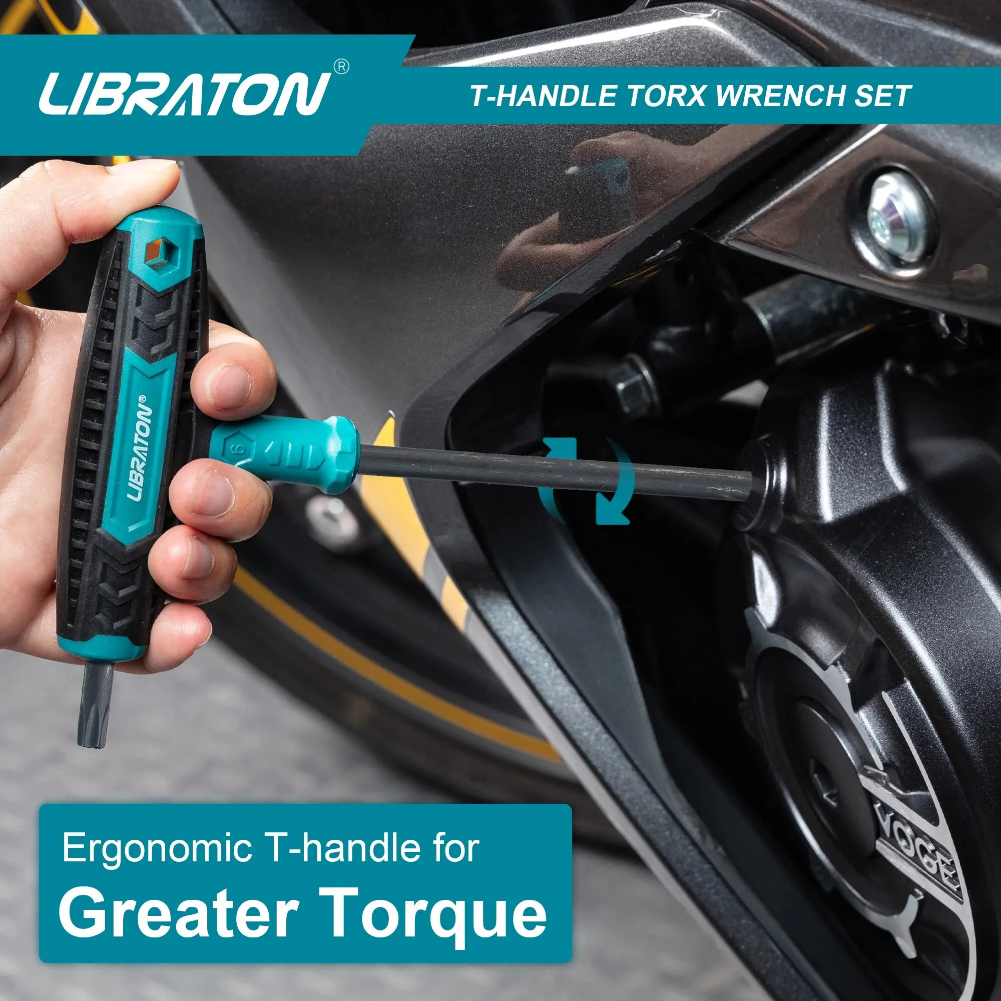 LIBRATON T 핸들 렌치 세트, T 핸들, Torx 키 세트, 2 팁 디자인 T10-T40, Torx 나사에 적합, 자동차 자전거 수리 도구, 7 개