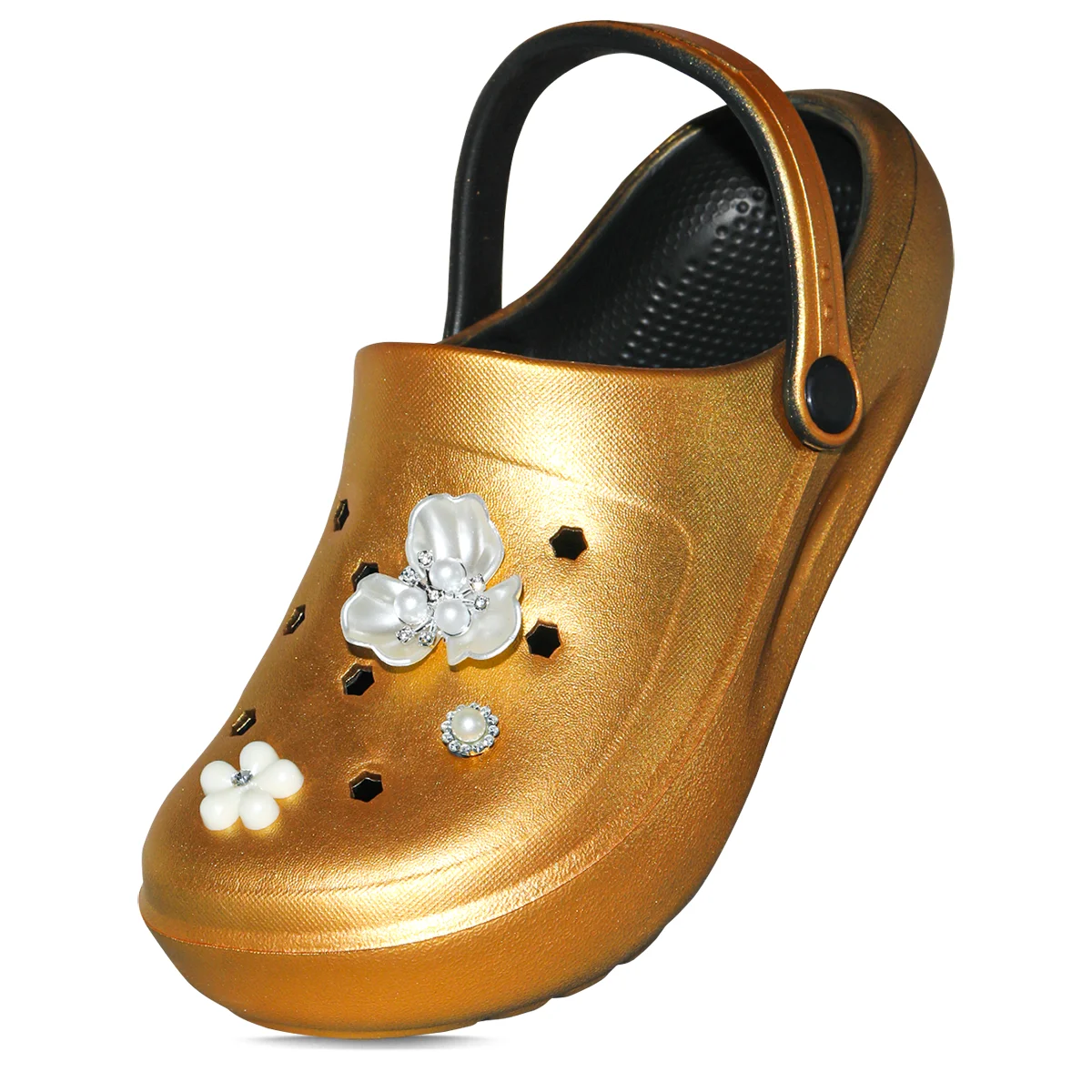 Goldene Casual Clogs und Pantoletten, Leichte EVA-Gartenschuhe, Rutschfeste Sandalen, Atmungsaktive Slip-On Schuhe für Drinnen und Draußen 666 – Detail 6