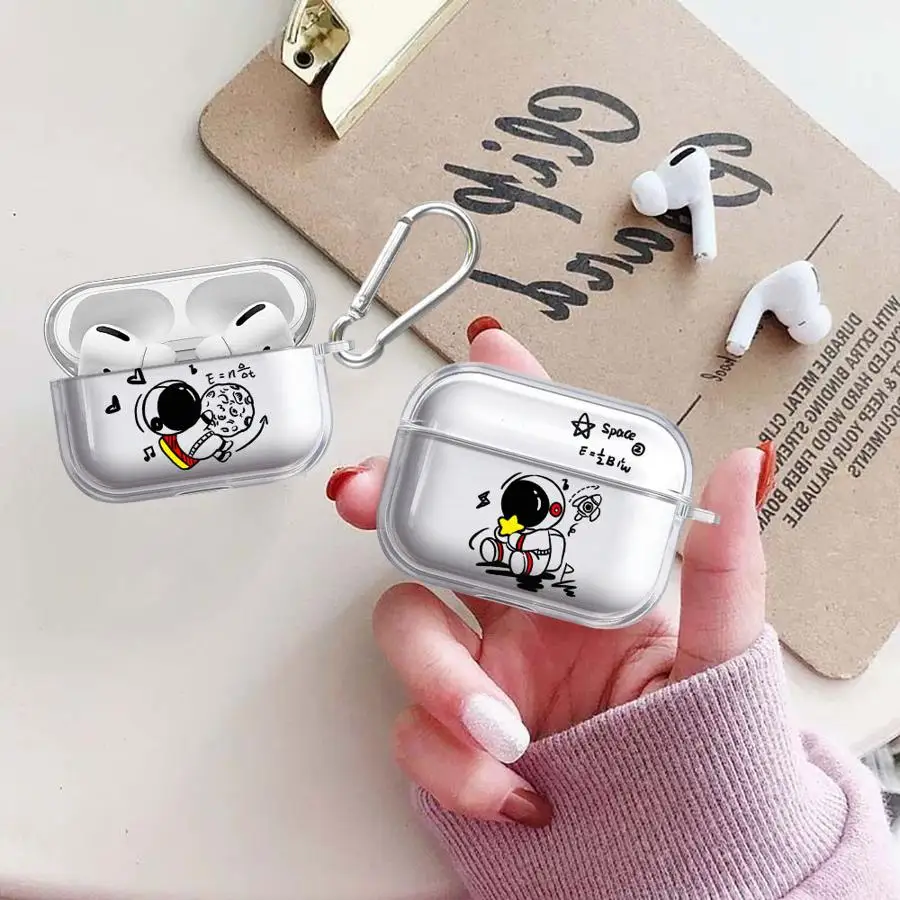 

Case For Airpods 1 4 3 Pro Pro3 2 Pro2 Clear Earphone Cases Cover Super Cute Astronaut
