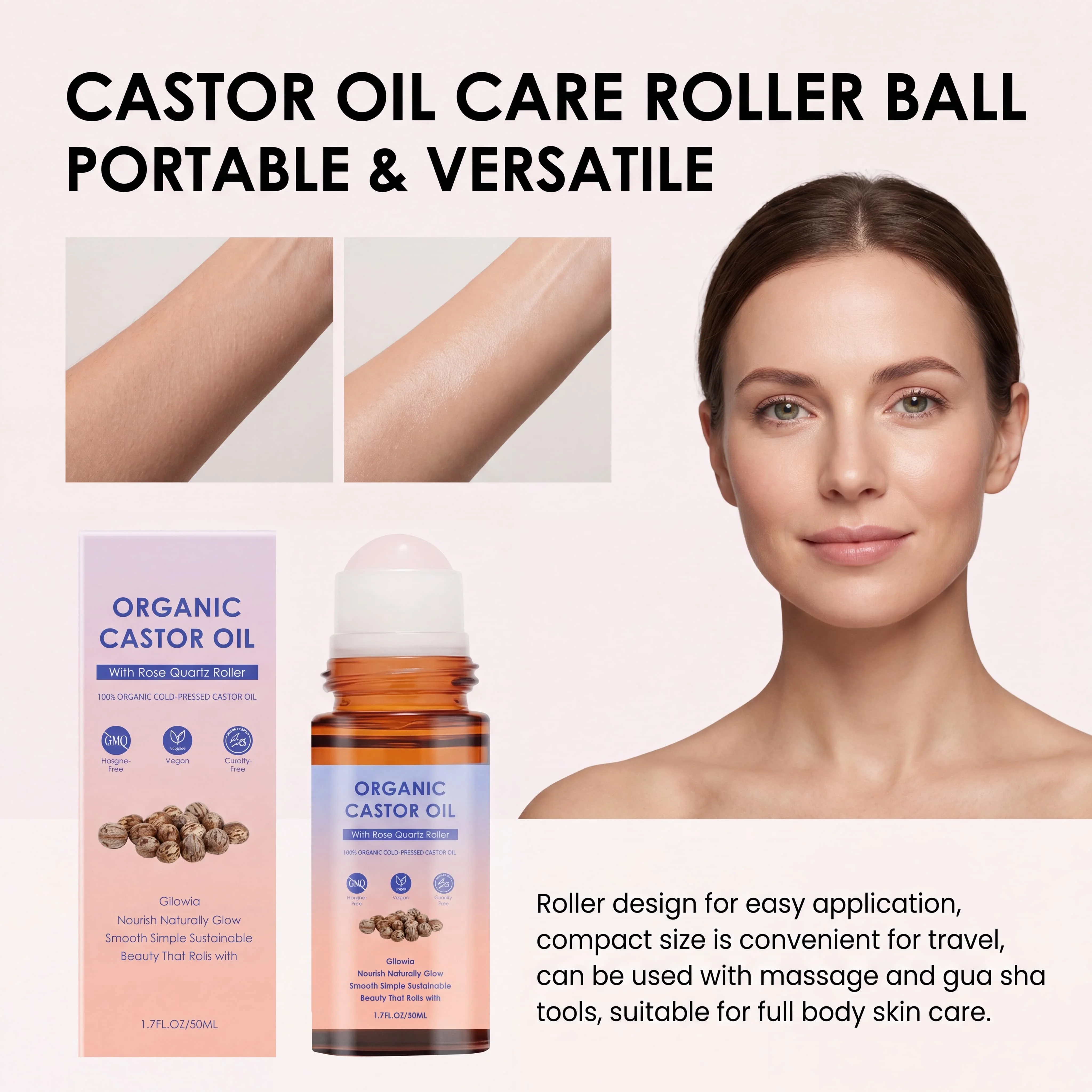 유기농 캐스터 오일 로즈 쿼츠 롤러볼, 100% 순수  - Castor Oil Cold Press 리뷰 및 가격