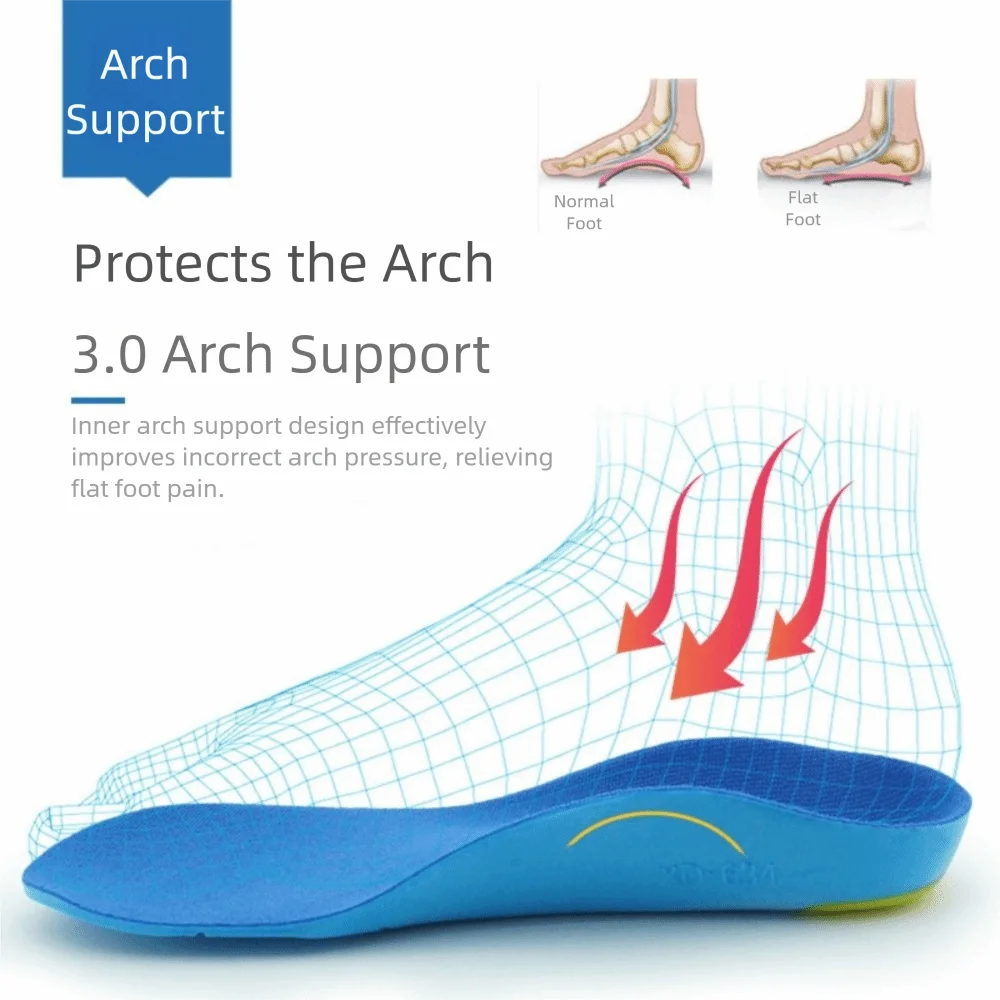Breathable Material Arch Support Insoles Shock Absorption Foot Correction Orthopedic Insoles Soft Comfortable