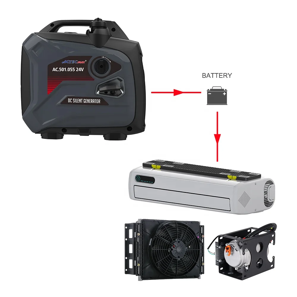 ACTECmax Silent 24V DC Generator for Parking Air Conditioner AC.501.055 1.8KW Efficiency 4L Portable Gasline Generator Petrol