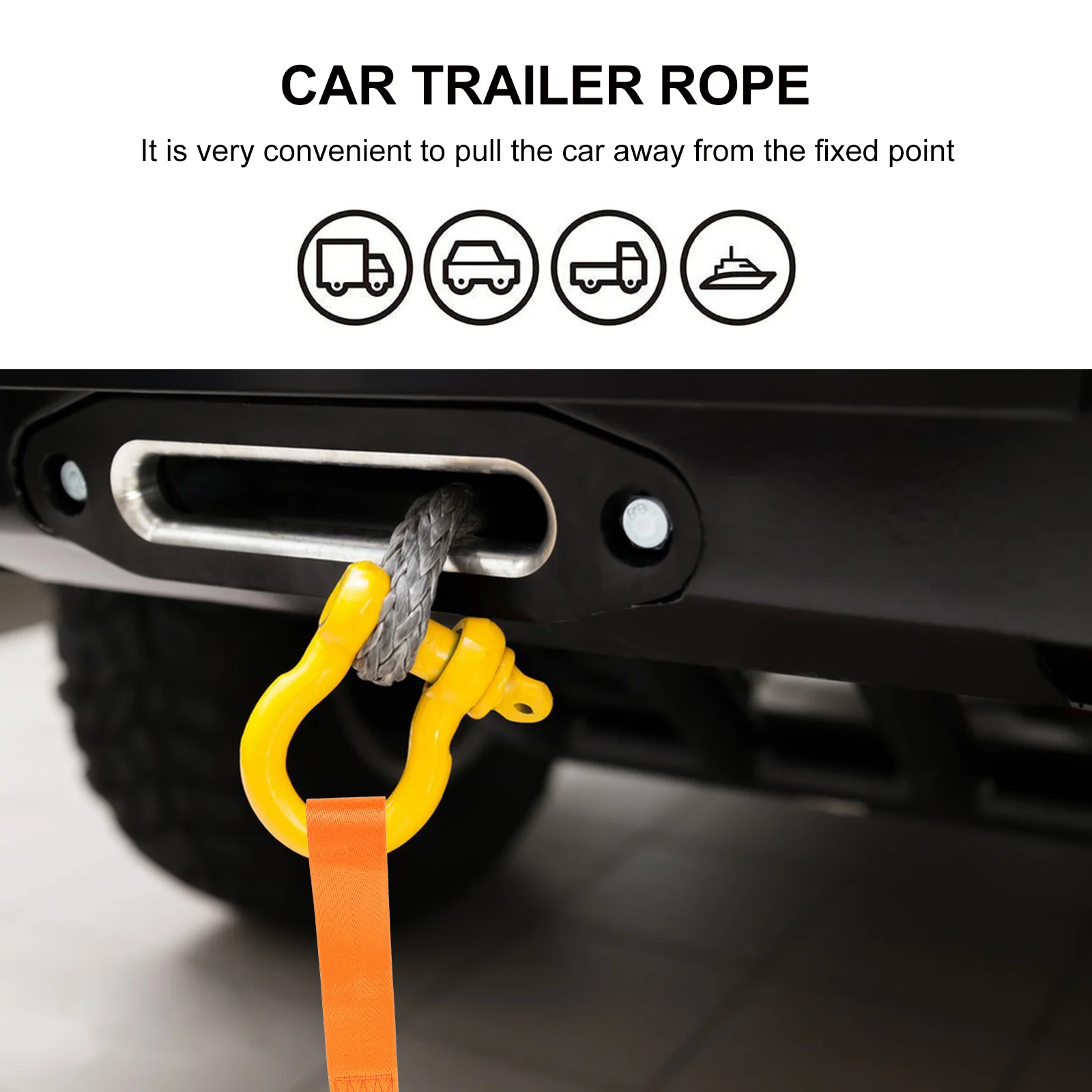 

2pcs Tow Rope Car Bumper Strap Traction Nylon Automotive Towing Snowmobile Boat Racing Straps Strong Materials Orange