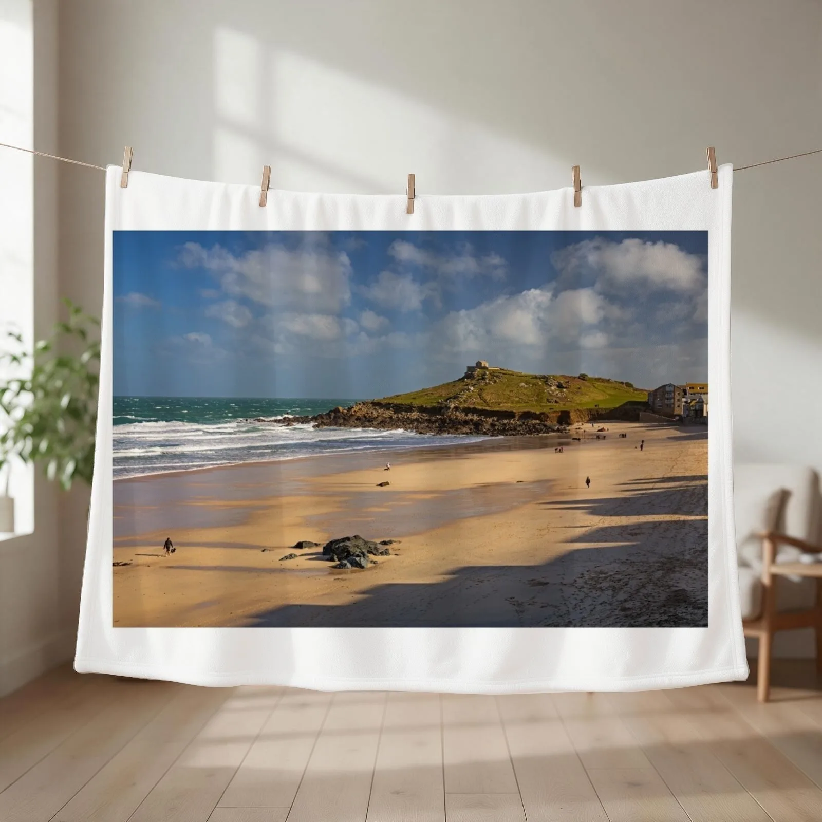 Porthmeor Beach, St Ives, Cornwall Throw Blanket couch cozy soft plush fuzzy picnic outdoor blanket