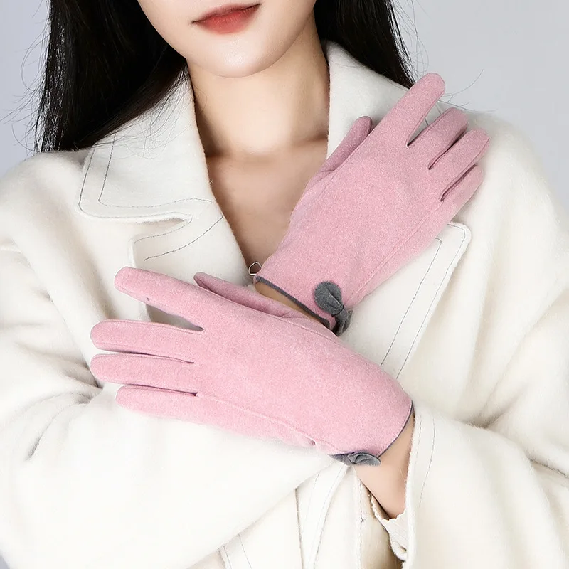

X6142 Lady Touch Screen Velvet Gloves Women's Winter Velvet Warm Mittens Wind Proof Riding Elastic Touch Screen Driving Mitten