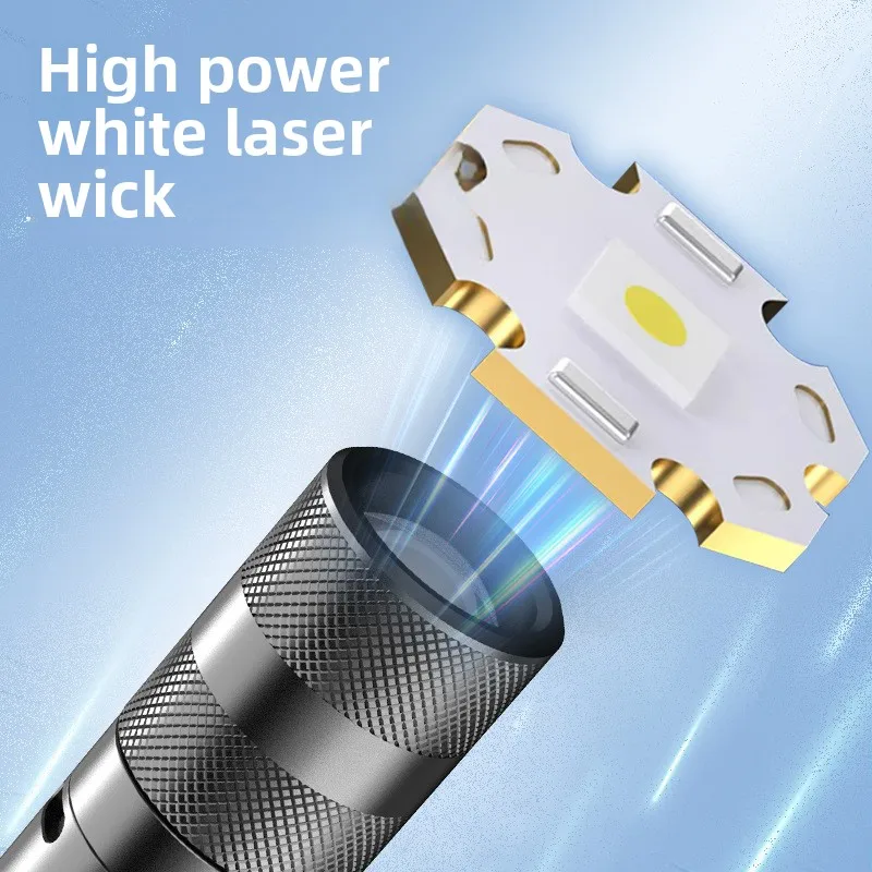 LED Strong Light Flashlight Anti Peeping Self Defense Explosion Flash SOS Signal Telescopic Zoom Rechargeable Battery Flashlight