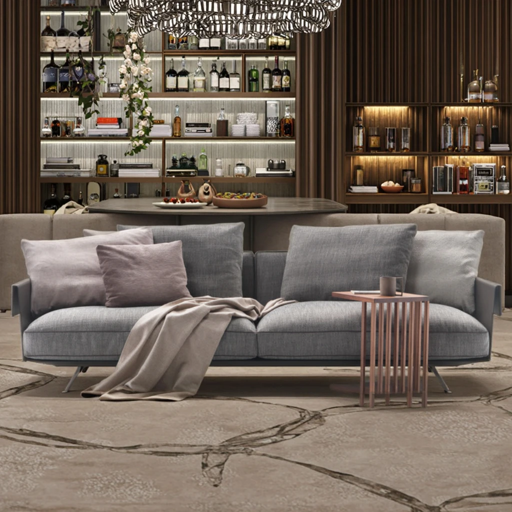 Contemporary L-Shape Modular Sofa Sectional for Home Living Room Stainless Steel Leg Set Couch & Sofa