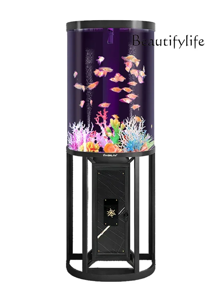 Ecological fish tank Small water-free creative cylindrical goldfish tank Floor aquarium