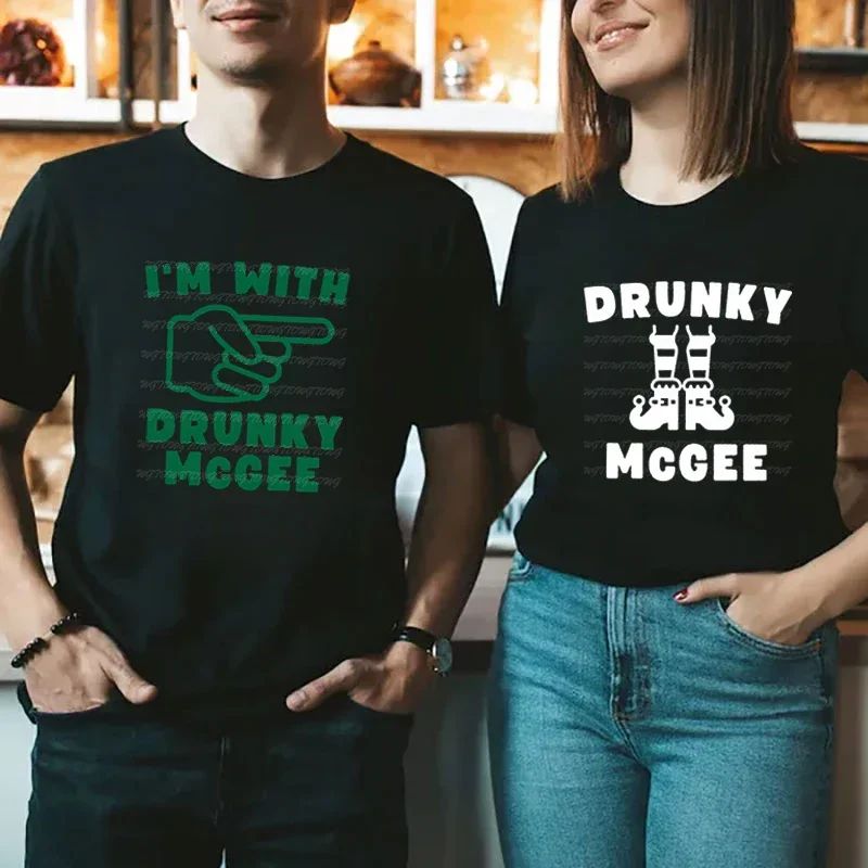 cc Mcgee Print Couples T Shirt Patrick Day Lover Men Women T-shirt O-Neck DIY Couples Matching Tshirt