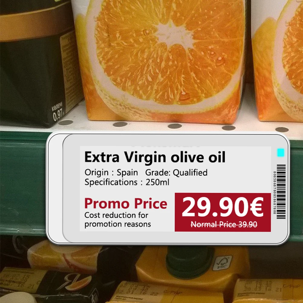 Cartão de etiqueta de preço eletrônico de 2,1 polegadas e 2,9 polegadas versão BT com software operacional de aplicativo Tela TFT E-ink E-Paper Display Eink Epaper