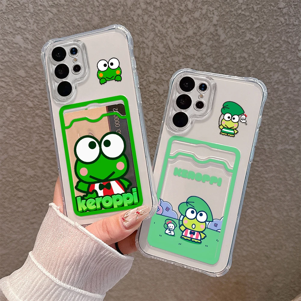 Милый чехол для хранения карт аниме Kero Kero Keroppi для Samsung A73 A72 A71 A55 A54 A53 A52 A35 A34 A33 A25 A24 A23 A15 A14 A05 5G Cover