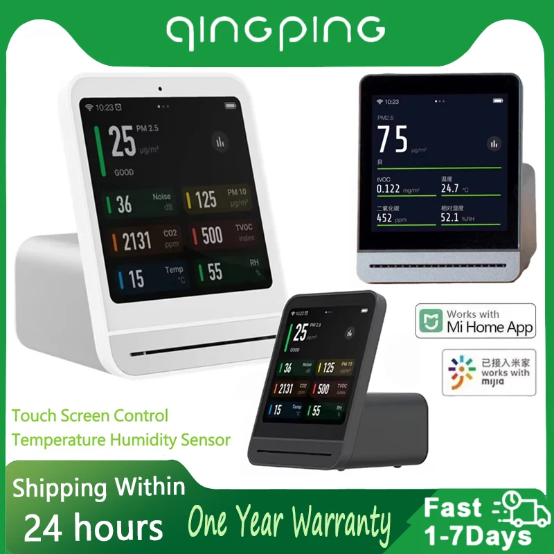 

Qingping Smart Home Touch Screen Control Temperature Humidity Sensor Air Detector CO2 PM2.5 Quality Monitor Work With Mijia App