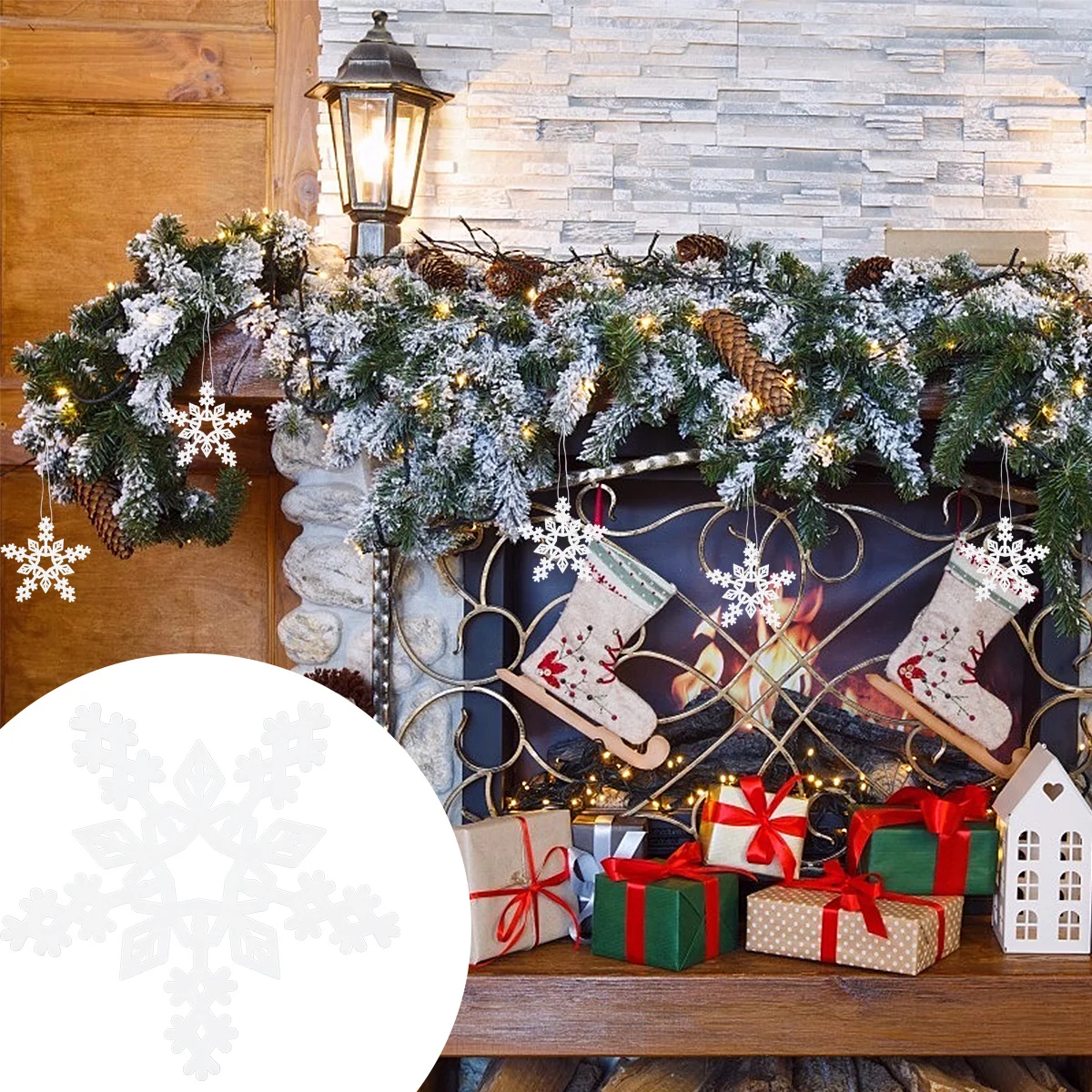 

1Set Christmas Snowflake Pendant Decorations Premium Rope Hanging DIY Christmas Snowflake Party Festival Decor