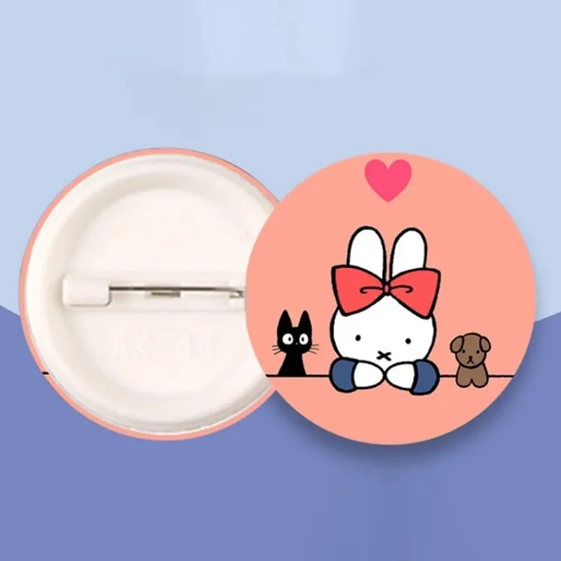 M-Miffys Cute Cartoon Badge Kawaii Bunny Brooch Custom Button Pins Backpack Clothing Collar Accessory Toys Gifts for Kids Friend