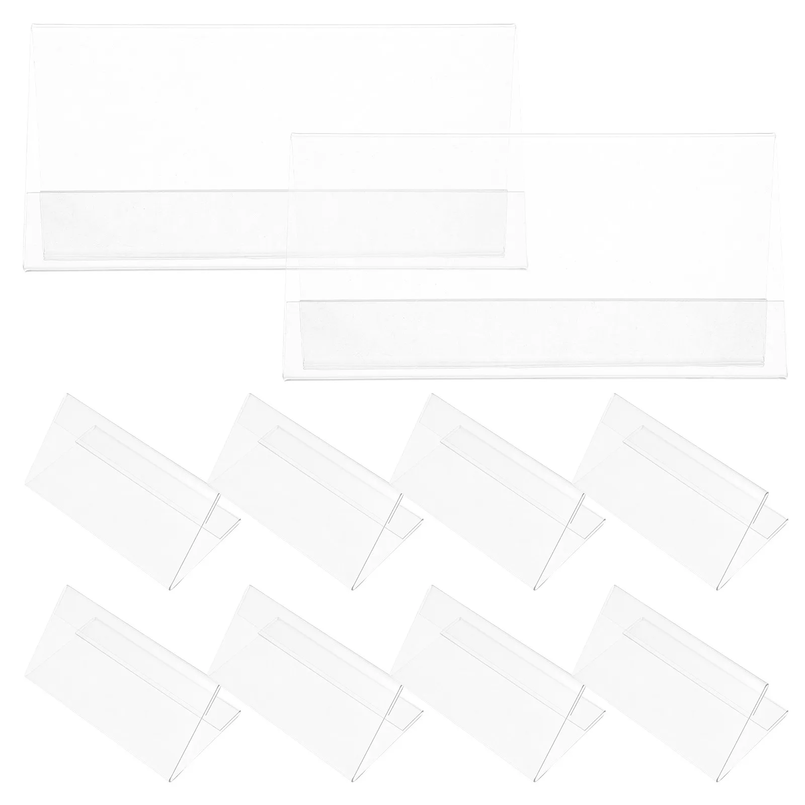 10Pcs Clear Plastic Desk Name Tags V Shape Transparent Table Tent Holders Double Sided Name Plate for Meeting Event Display