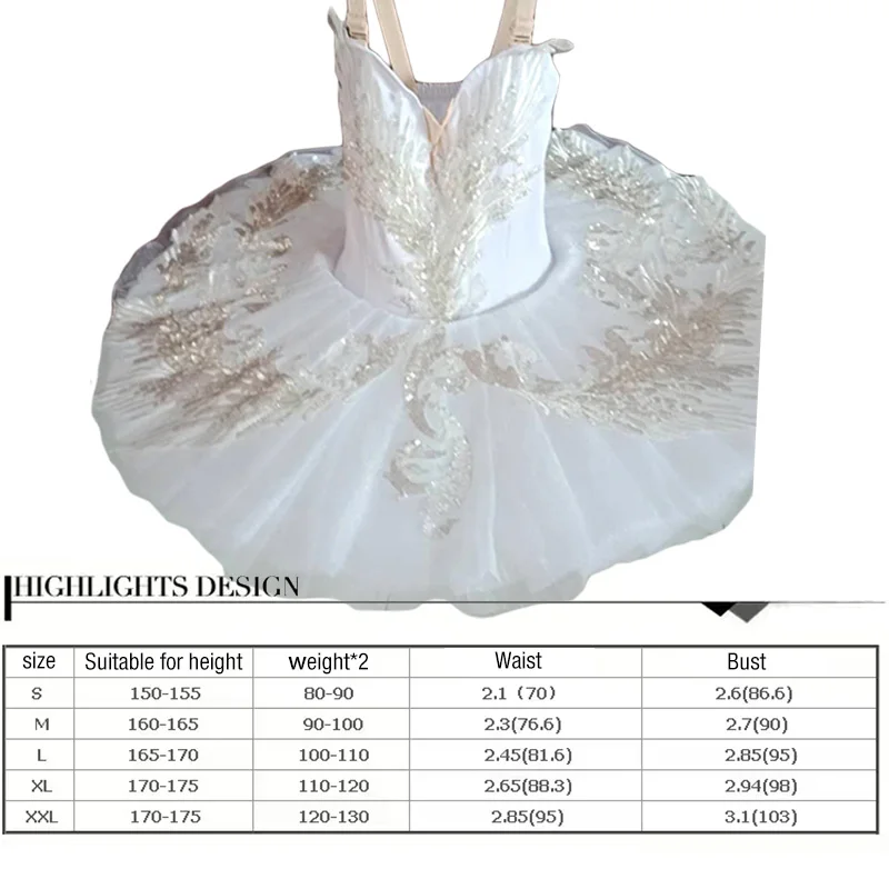 Classic Professional Performance Costume Ballet Dress White Sarong Competition Tutu Kids Adult Ballet Puffy Skirt