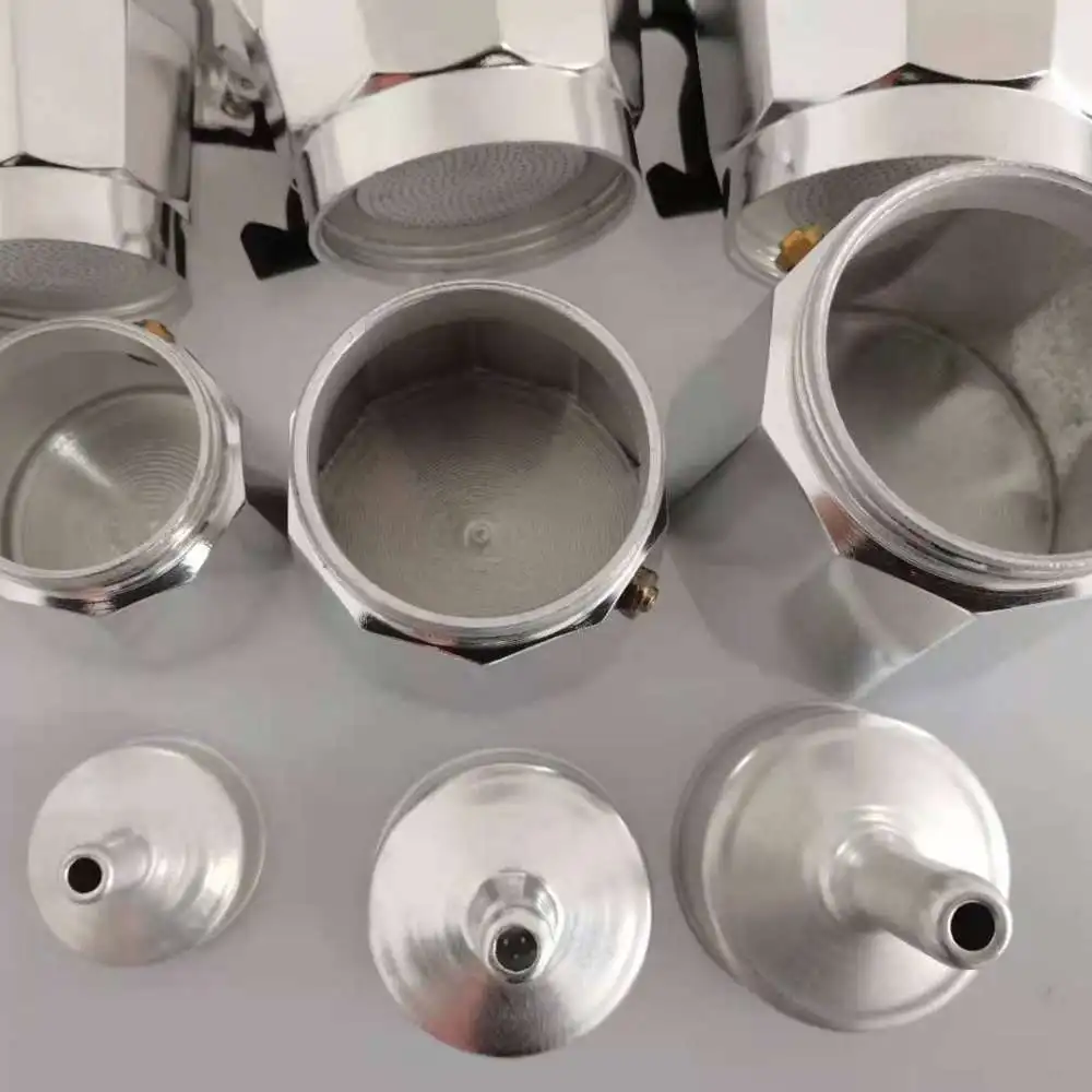 Double Valve Aluminum Mocha Pot Italian Espresso Machine Extraction Brewer Stovetop Coffee Maker Professional Barista Tool