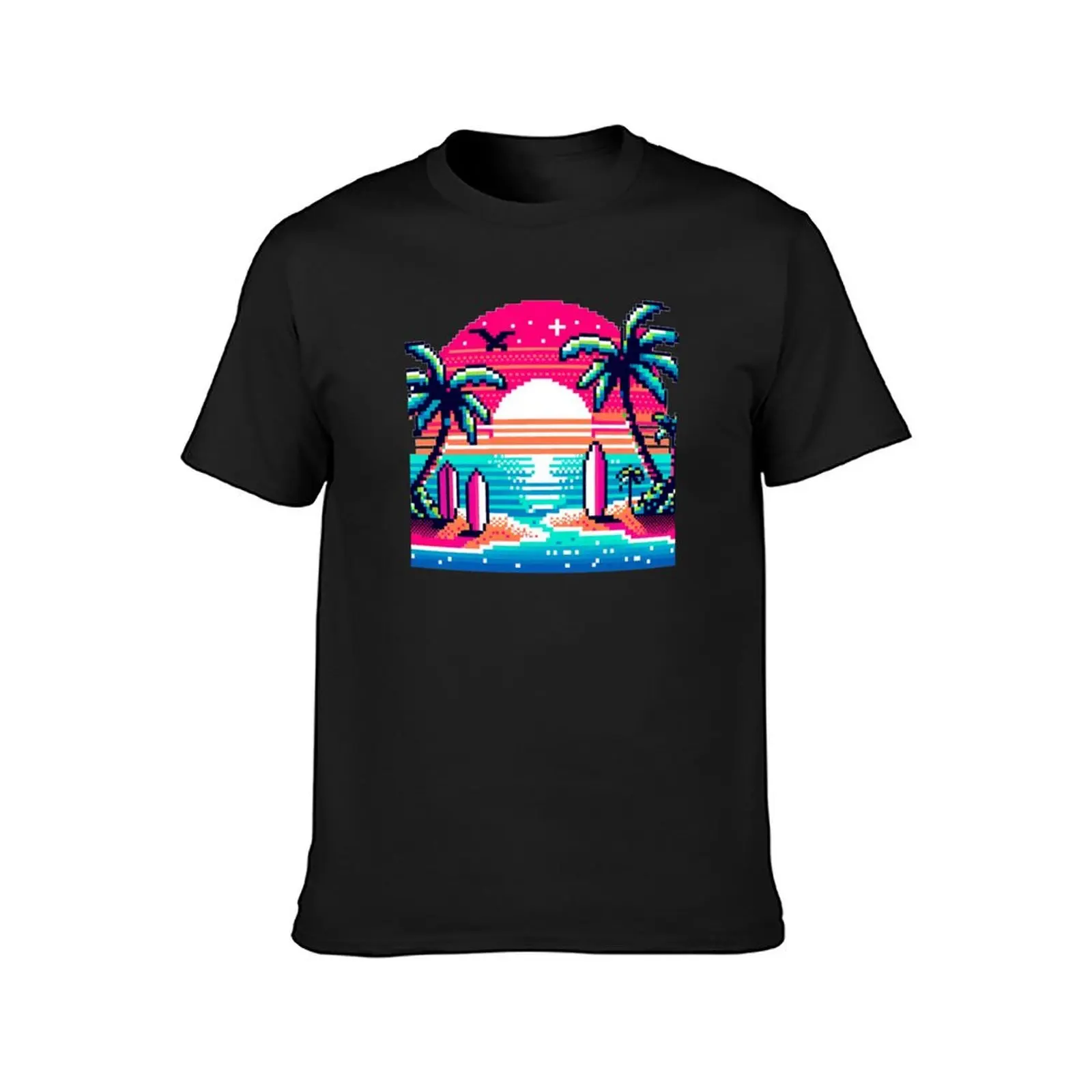 Pixelated Paradise Escape T-Shirt summer top new edition Blouse mens graphic t-shirts anime