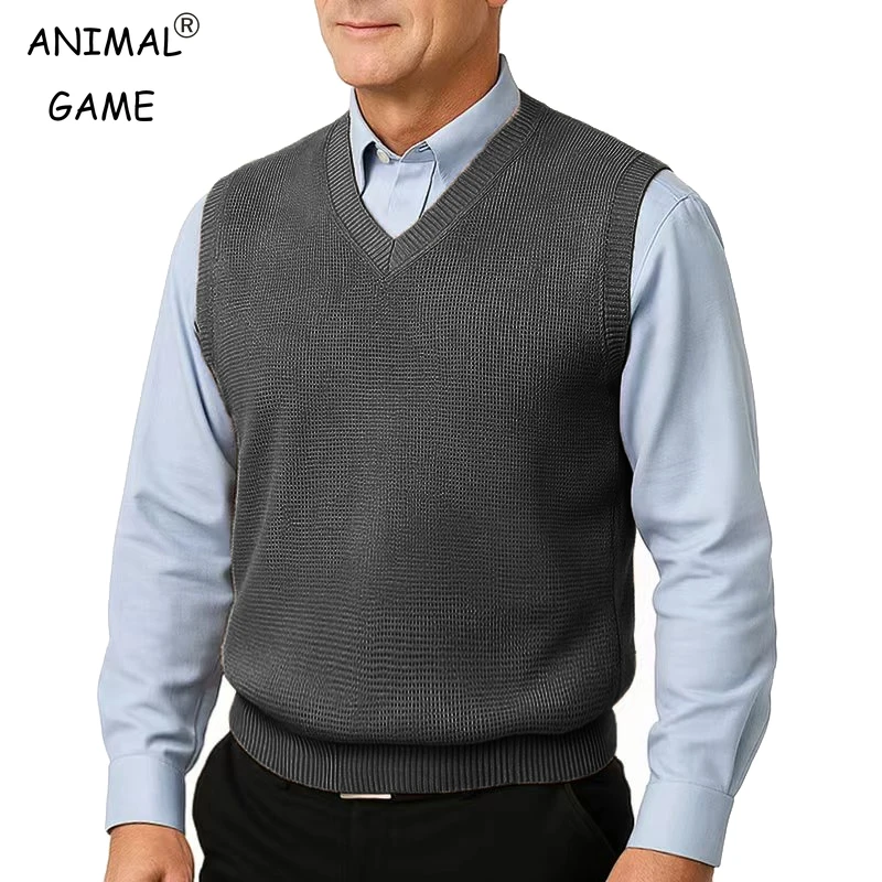 

Men’s Knit Sweater Vest V Neck Relaxed Slim Fit Sleeveless Pullovers Sweaters Sleeveless Waistcoat Business Tank Tops