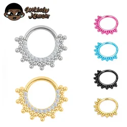 F136 Nose Daith Tragus Ear Piercing Beads Segment Hinged Nose Clickers 8mm/10mm 16G Cartilage Nose Ring Body Jewelry Anodizing