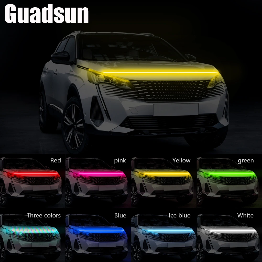 Car Atmosphere Lamps 150CM 180CM RGB Led Light Strips APP Remote Hood Headlight Daytime Lamp Running Decorative Lights 12V White