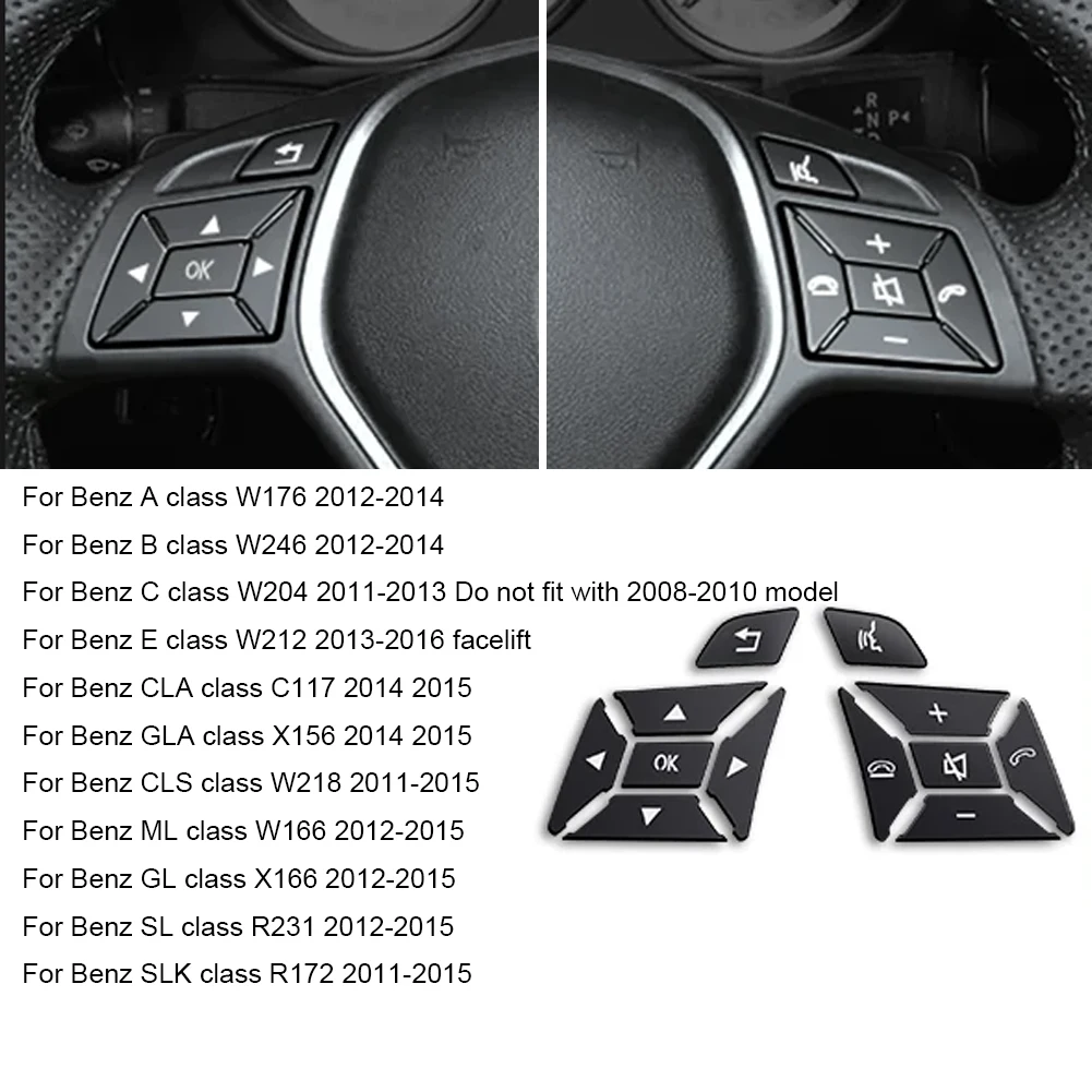 Lenkrad-Knopfschalter-Zierabdeckungsaufkleber für Mercedes Benz A B C E Ml Gl Cla Gla Glk Sl Slk Klasse W176 W246 W212 W204