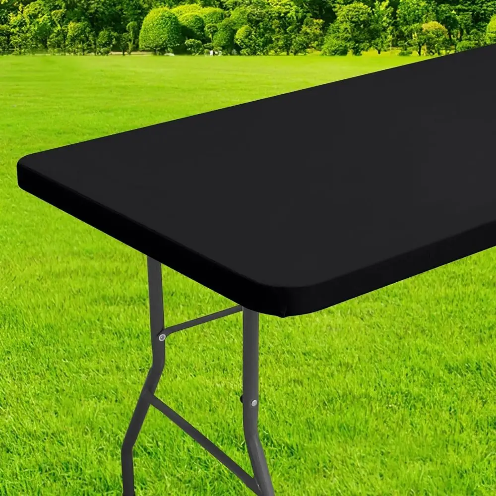 Soft Stretch Picnic Table Cloth Folding Wind Proof Patio Table Cover Solid Washable Elastic Fitted Tablecloths Rectangle Tables