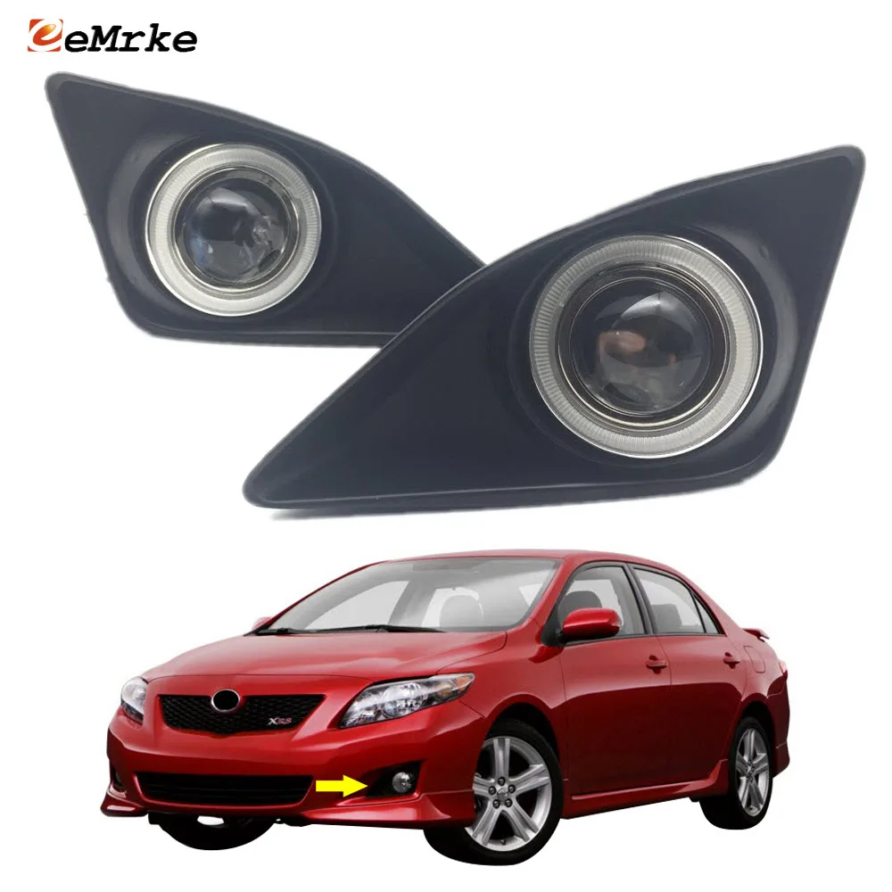 

eeMrke Led Angel Eyes DRL For Toyota Corolla 2007 2008 2009 2010 Fog Lights H11 Halogen Daytime Running Lights Kits