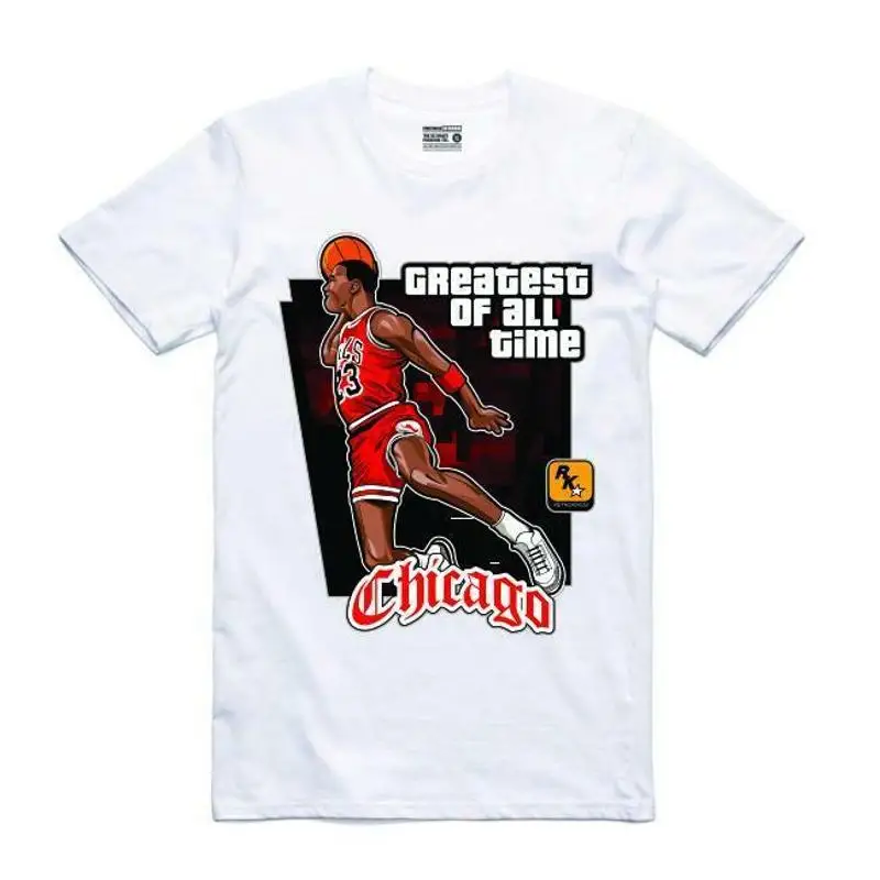 تي شيرت جديد ملابس الشارع حسب الطلب MJ GOAT أبيض صغير 3XLARGE صنع في الولايات المتحدة الأمريكية