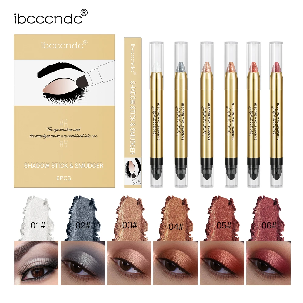 

6Colors Eyeshadow Pencil Set Waterproof Long Lasting Glitter Shimmer Eye Shadow Pen Highlighter Stick Lying Silkworm Makeup