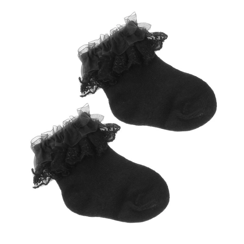 جوارب دانتيل J15U للأطفال الرضع البنات مضادة للانزلاق من القطن للشتاء للأطفال من عمر 0 إلى سنة واحدة #2
