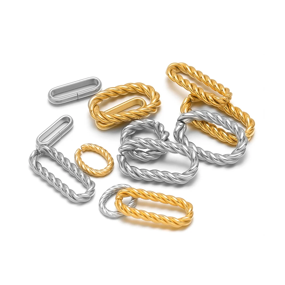 20 Stück Edelstahl Twist Open Oval Charms Gold Farbe Lünette Anschlüsse DIY zarte Schmuckherstellung Halskette Armband Zubehör