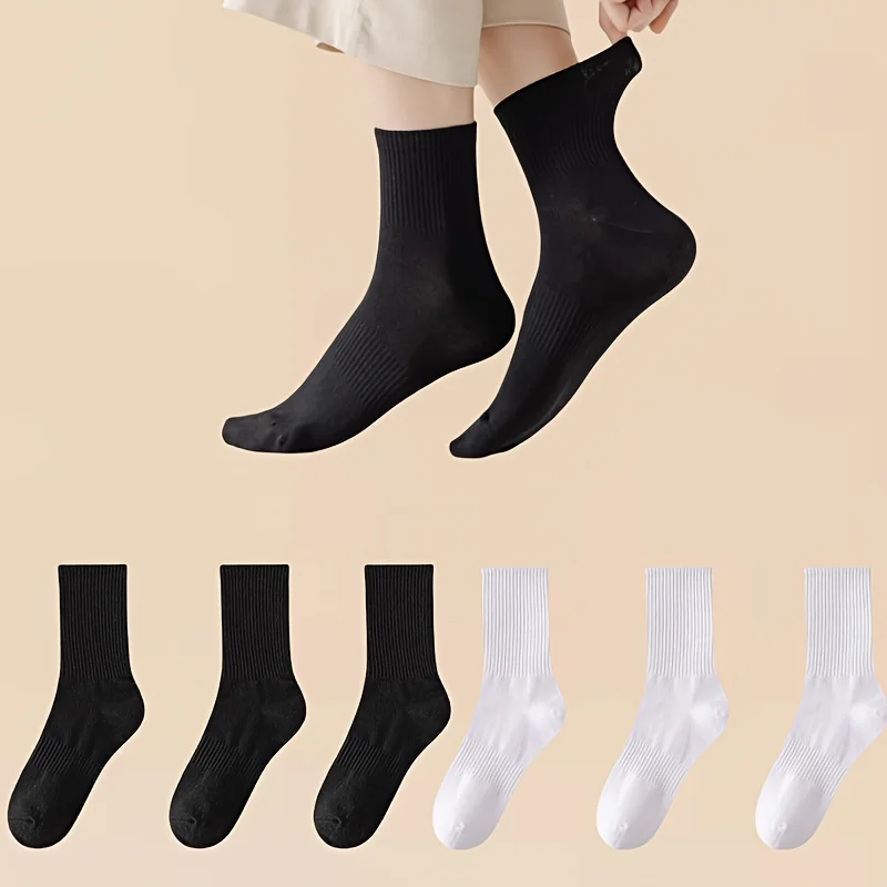 10 Paar Unisex Essential Crew Socken 10er-Pack: Klassisch Schwarz & Weiß, atmungsaktiv für Männer und Frauen
