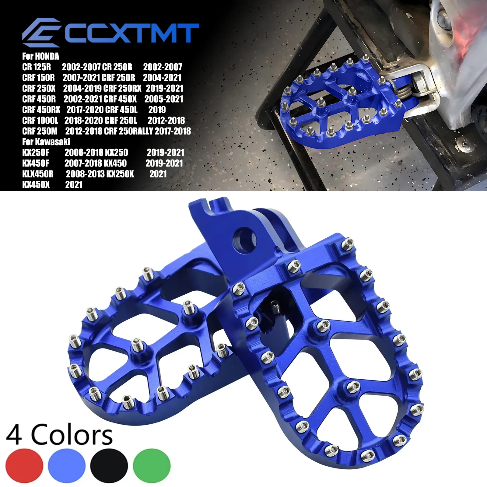 

For Honda CRF 250X 450X 250R 450R 1000L CNC Foot Pegs Rests Pedals Footpegs For Kawasaki KX250 KX450 KX250X KX450X KX250F KX450F