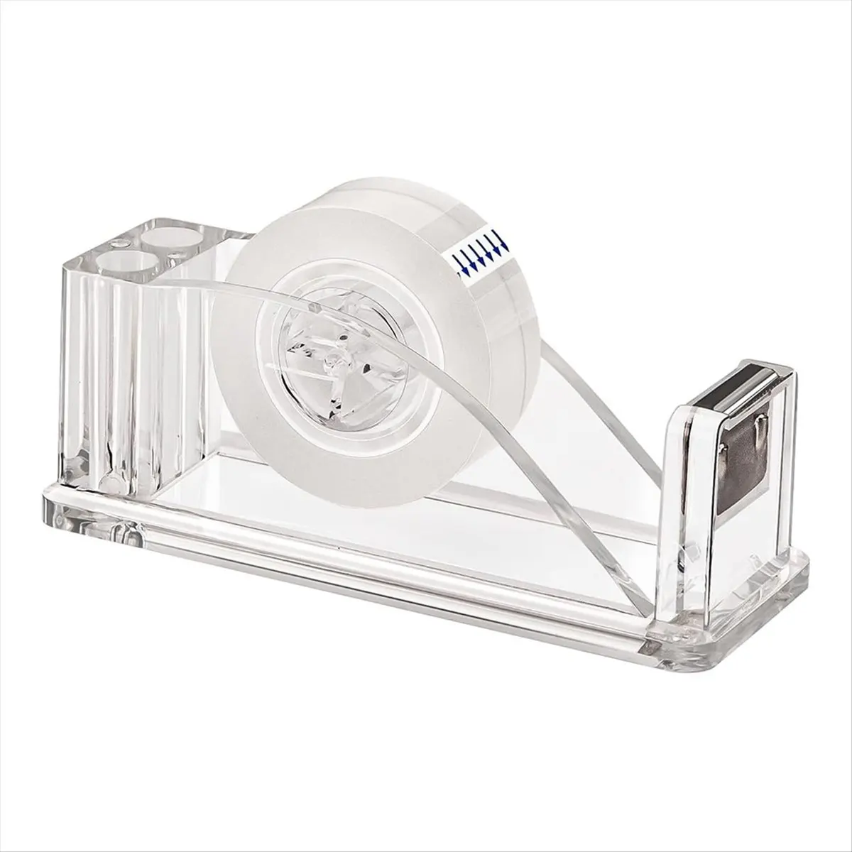 【2026 TOP Global】Acrylic Tape Dispenser, Transparent Tape Dispenser, Non-Skid Tape Cutter Holder for Single Handed Dispensing