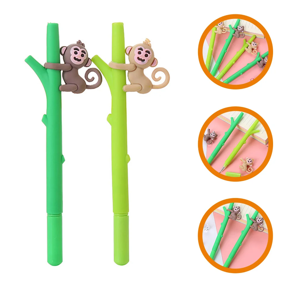 12 Pcs Monkey Gel Pen with Pens Novelty Ballpoint Erasable Ink Stripe Writing Office