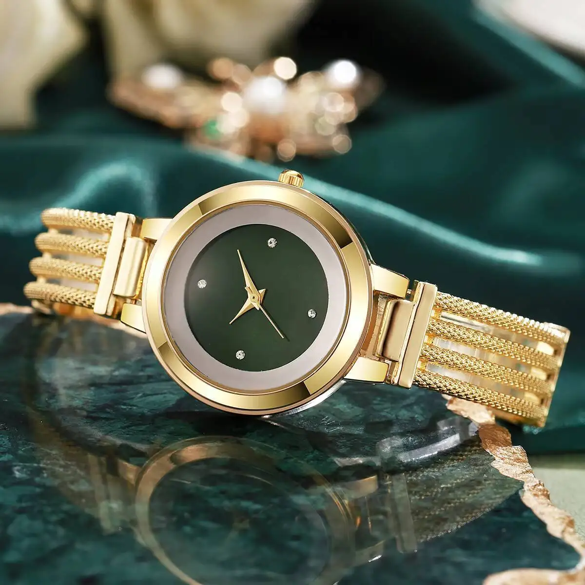 ساعات نسائية فاخرة من حجر الراين ساعات يد كوارتز تناظرية على الموضة ساعة بنات هدية Reloj Mujer