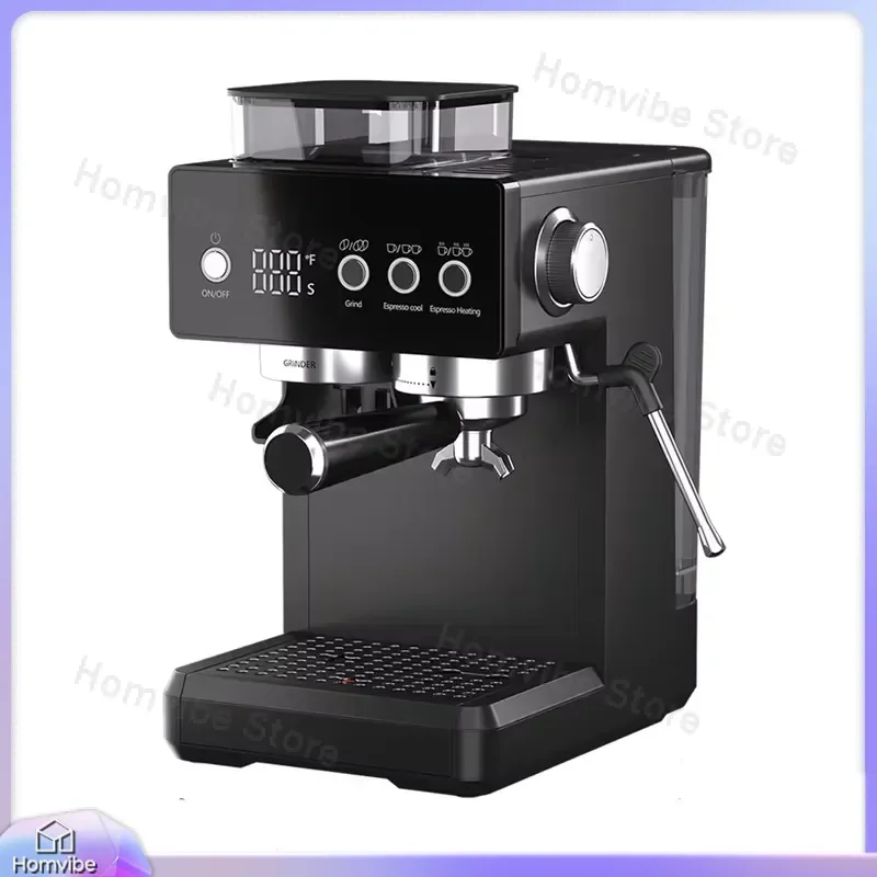 3 in 1 Semi Automatic Espresso Machine with Built in Grinder Milk Frother Cold Brew Function 20 Bar Pump for Home Barista