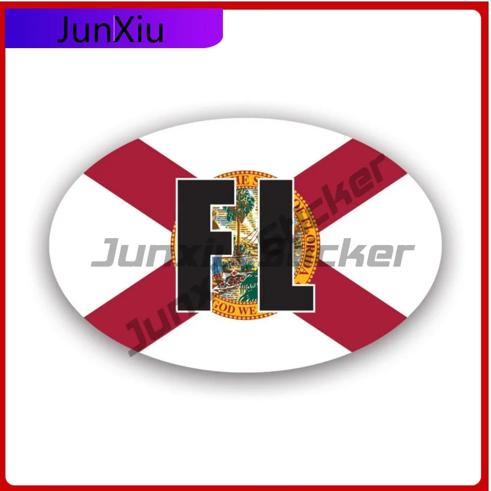 

Florida Flag Oval Sun Resistant Fade Resistant Anime Style For Car Window Laptop Car Body Easy Apply Self Adhesive Accessories