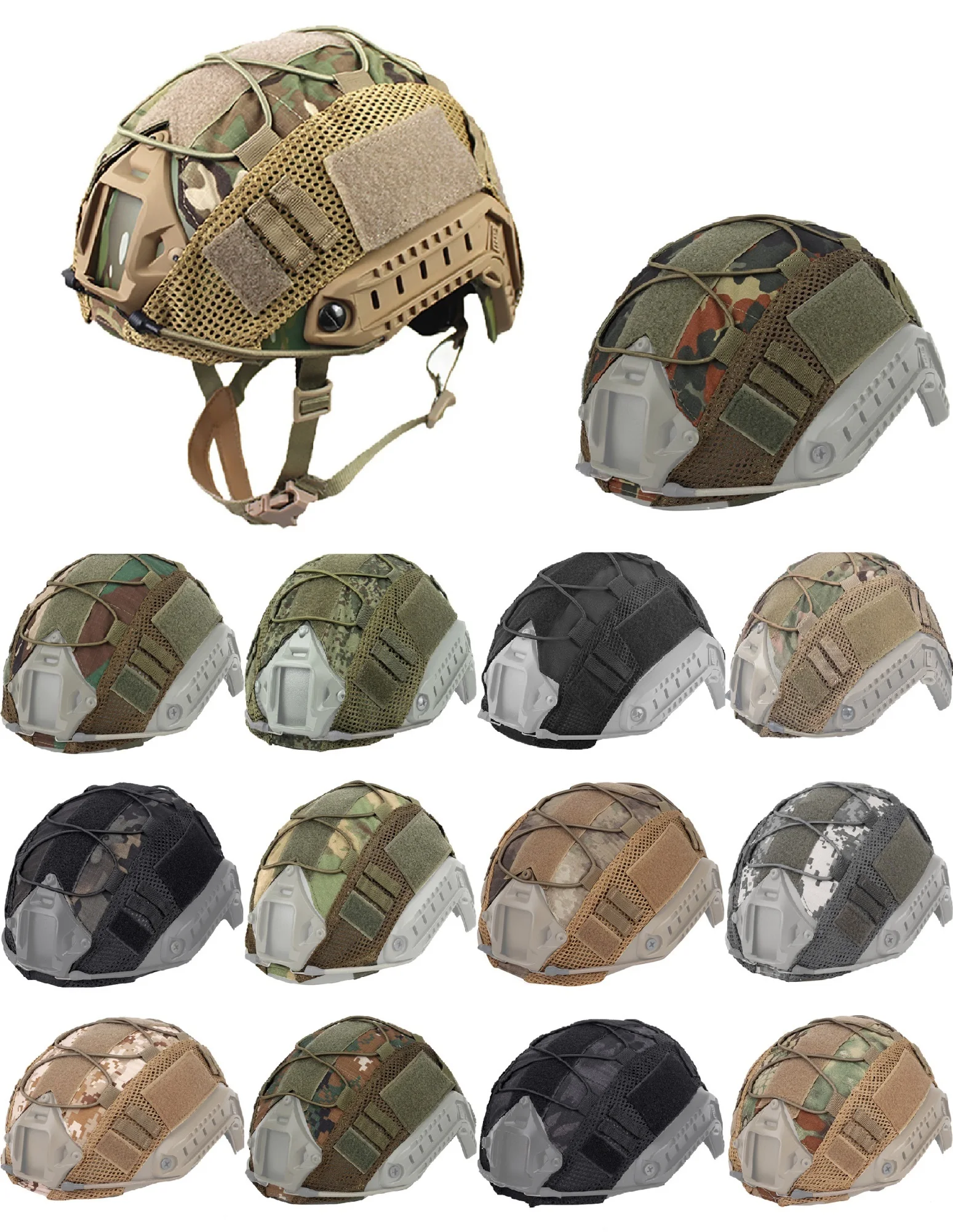 

Tactical Helmet Cover for Fast Helmets, Multicam Airsoft Helmet Cover, Paintball Shooting Equipment - 500D Nylon Helmets Shroud