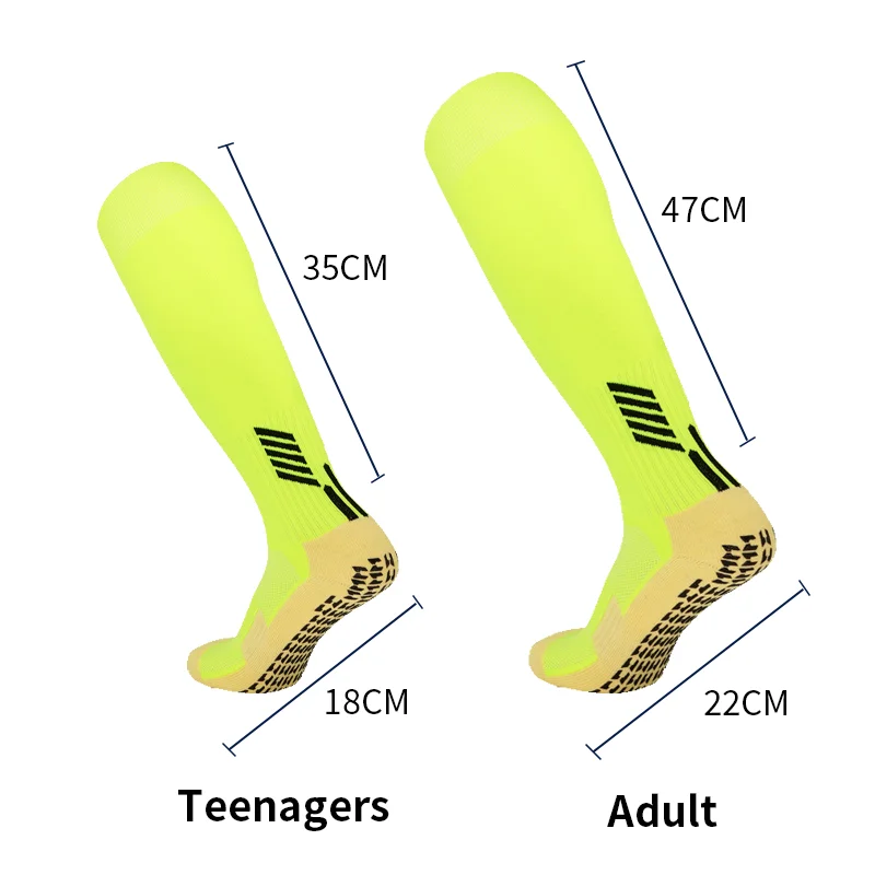 Mens Anti Slip Grips Football Soccer Socks Non Skid Over the Calf Baseball Rugby Thick Cushion Athletic Socks White Black Blue