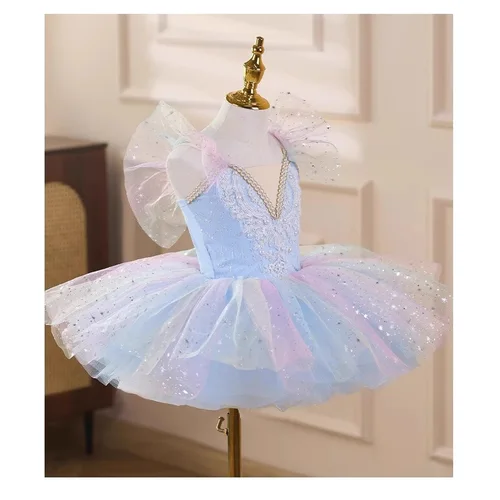Imagen 2 del producto Vestidos de fiesta de verano para niñas, ropa para niños, Vestidos, traje de princesa, vestido de niña, tutú, leotardos de Ballet para escenario, trajes de baile, bailarina