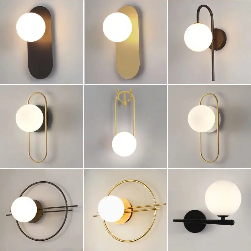 

Modern Creative Luxury Wall Lamp for Bedroom Bedside Living Room Sofa Background Wall Home Decor Glass Ball LED Lighting Fixture