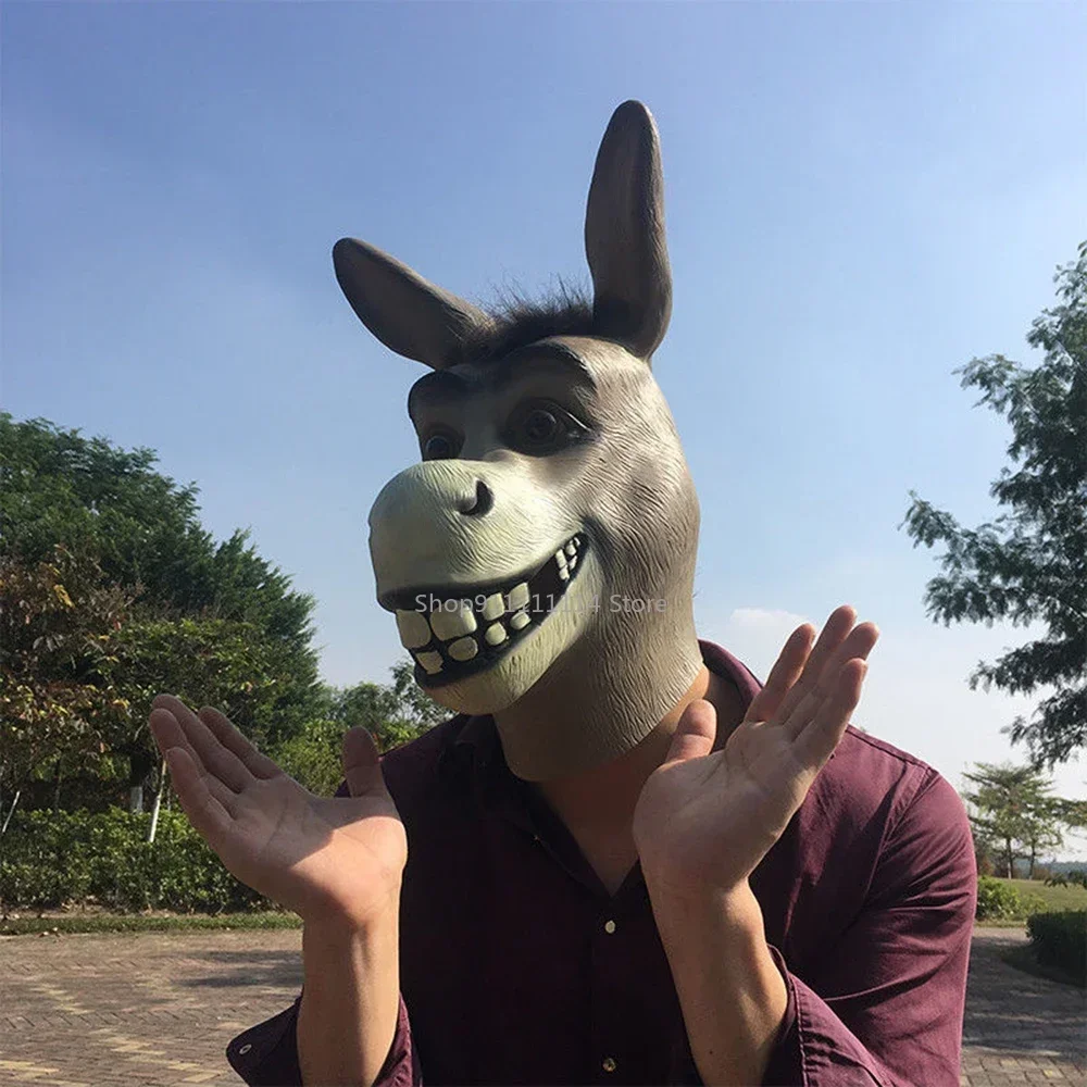 Halloween Creepy Funny Latex Donkey Horse Head Adult Animal Mask Cosplay Zoo Props Party Festival Costumes Mask Christmas Props 3