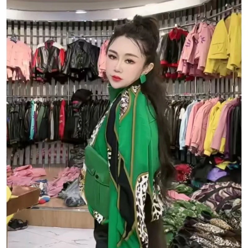 جديد جلد الغنم جلد طبيعي الربيع الصيف تصميم المتخصصة الراقية ليوبارد طباعة رقيقة حماية من الشمس لباس خارجي خفيف ورقيق