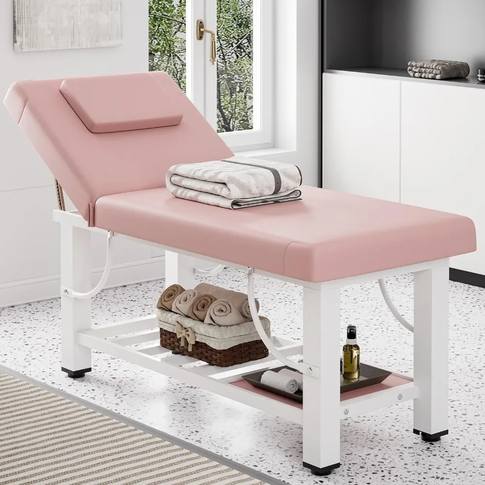 Wide Massage Table with Adjustable Backrest,Professional Esthetician Facial Lash Bed,Stationary Exercise Table for Home Physical