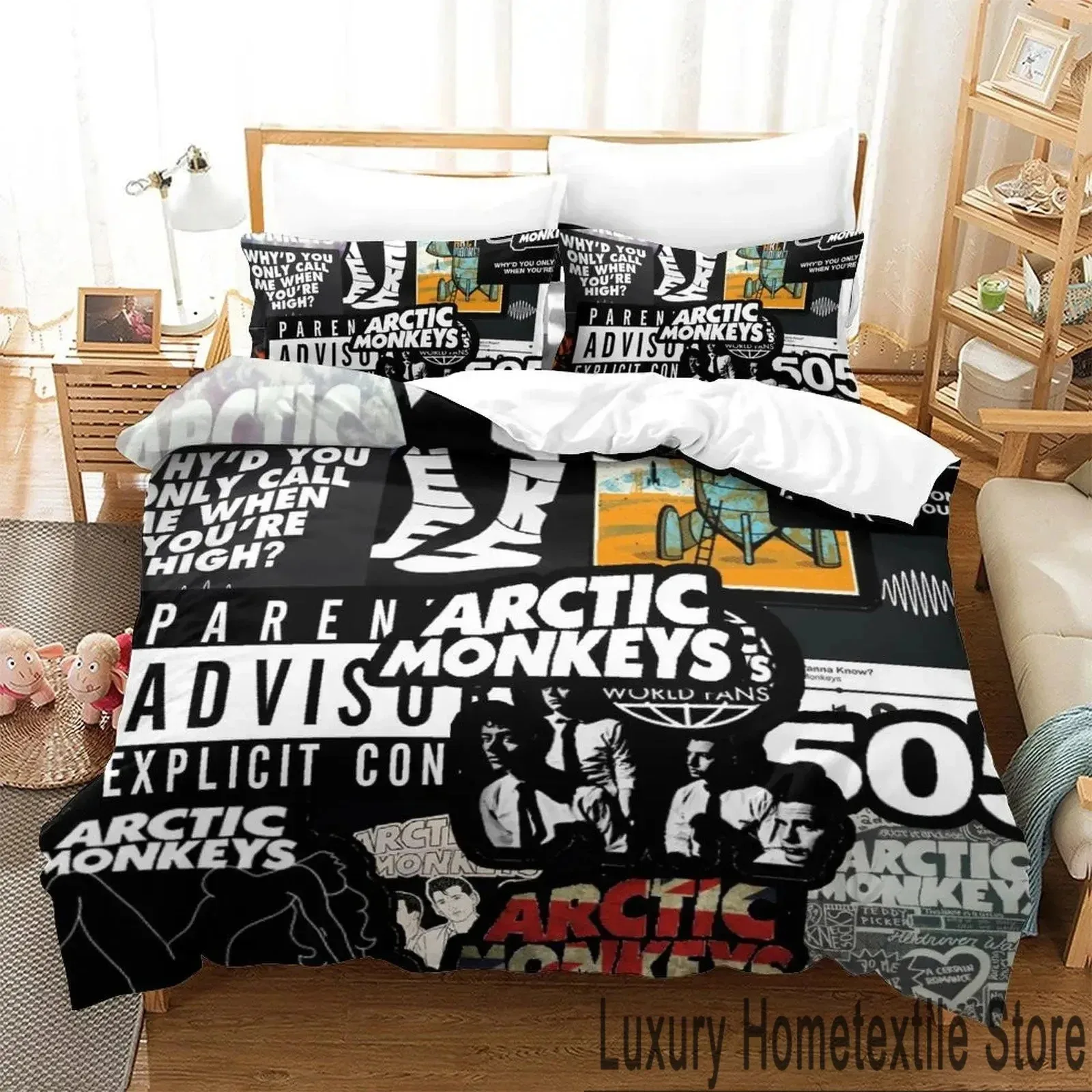 

3D Print Arctic Monkeys Band Bedding Set Duvet Cover Bed Set Quilt Cover Pillowcase Comforter king Queen Size Boys Adult