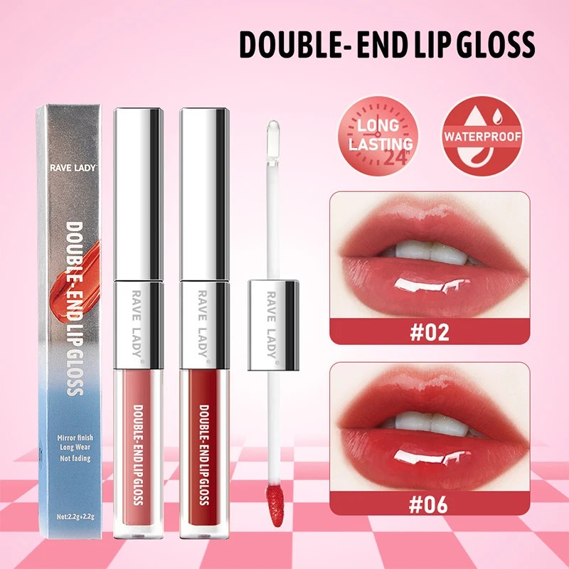 Double-headed Lip Glaze Raincoat Lipstick Waterproof Lip Mud Matte Matte Surface Not Easy To Stain Cup Solid Color Lip Makeup