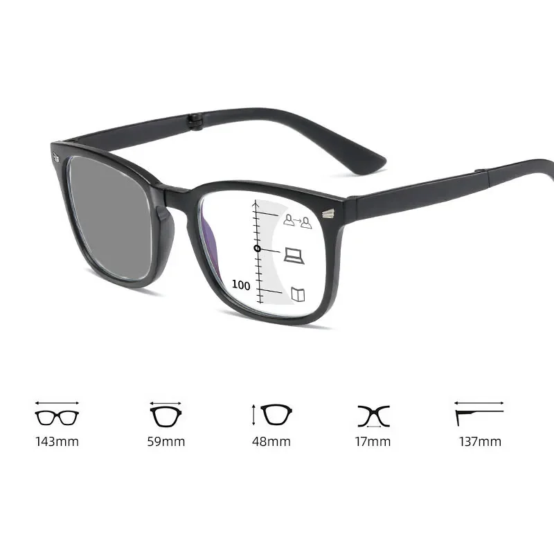 Unisex Klapp Multifokale Lesebrille Frauen Smart Faltbare Photochrome Brillen Männer Platz Tragbare Weit Sicht Sonnenbrille