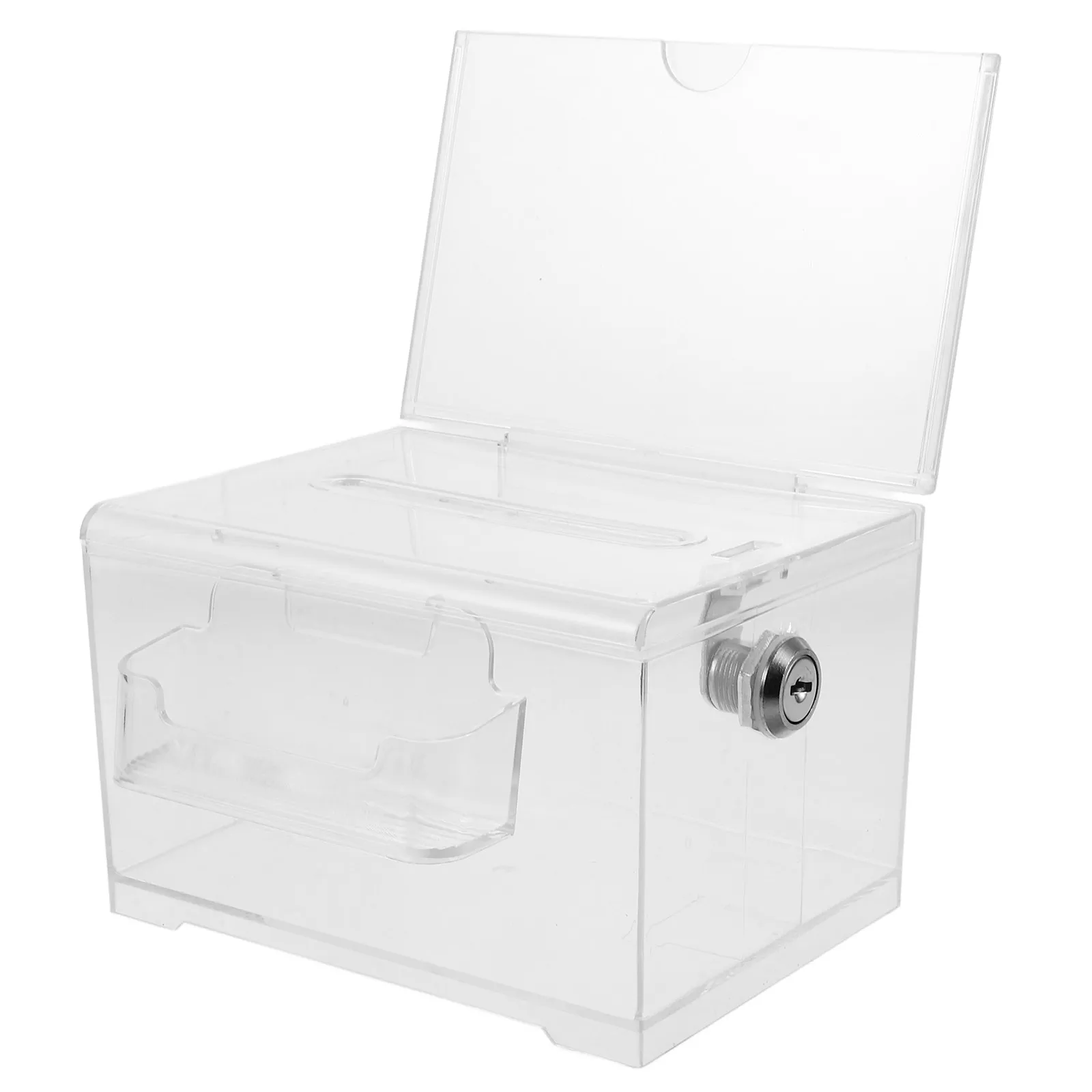 

Acrylic Donation Box with Lock Clear Transparent Suggestion Box for Votes Feedback Cash Collection Ballot Raffle Ticket Storage